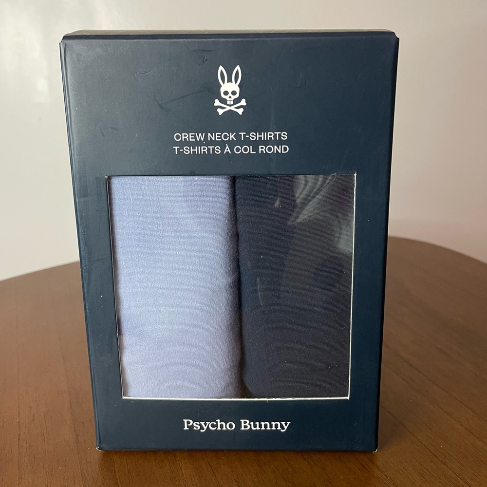 Brand New Psycho Bunny Crew Neck Undershirts - Light Blue and Dark Blue (2 pack)